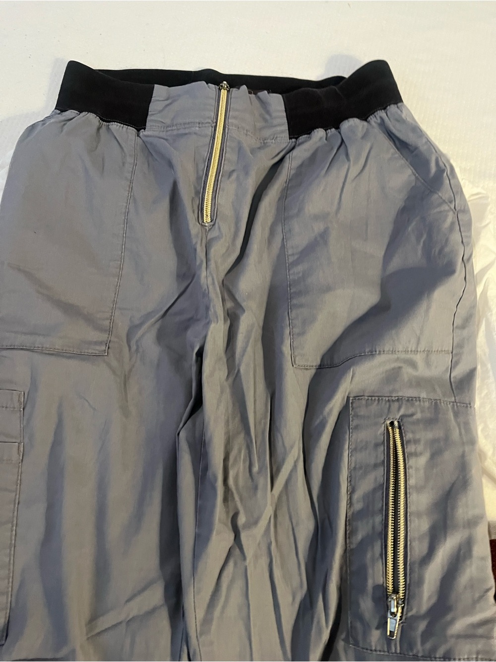 Jaanuu Gray High Waisted Pants with Black Waistband